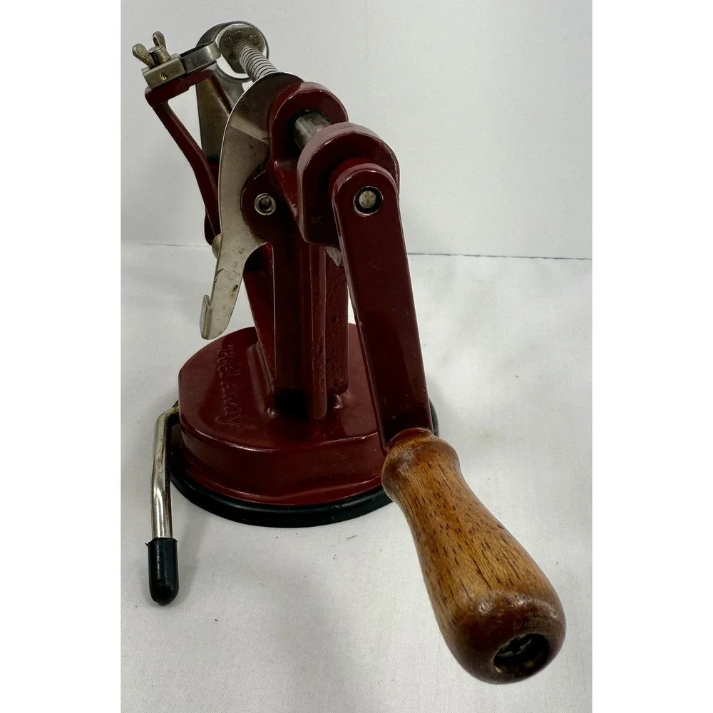 Apple Peeler Back to Basics‎ A505 Cast Iron Suction Base Wood Handle Vintage